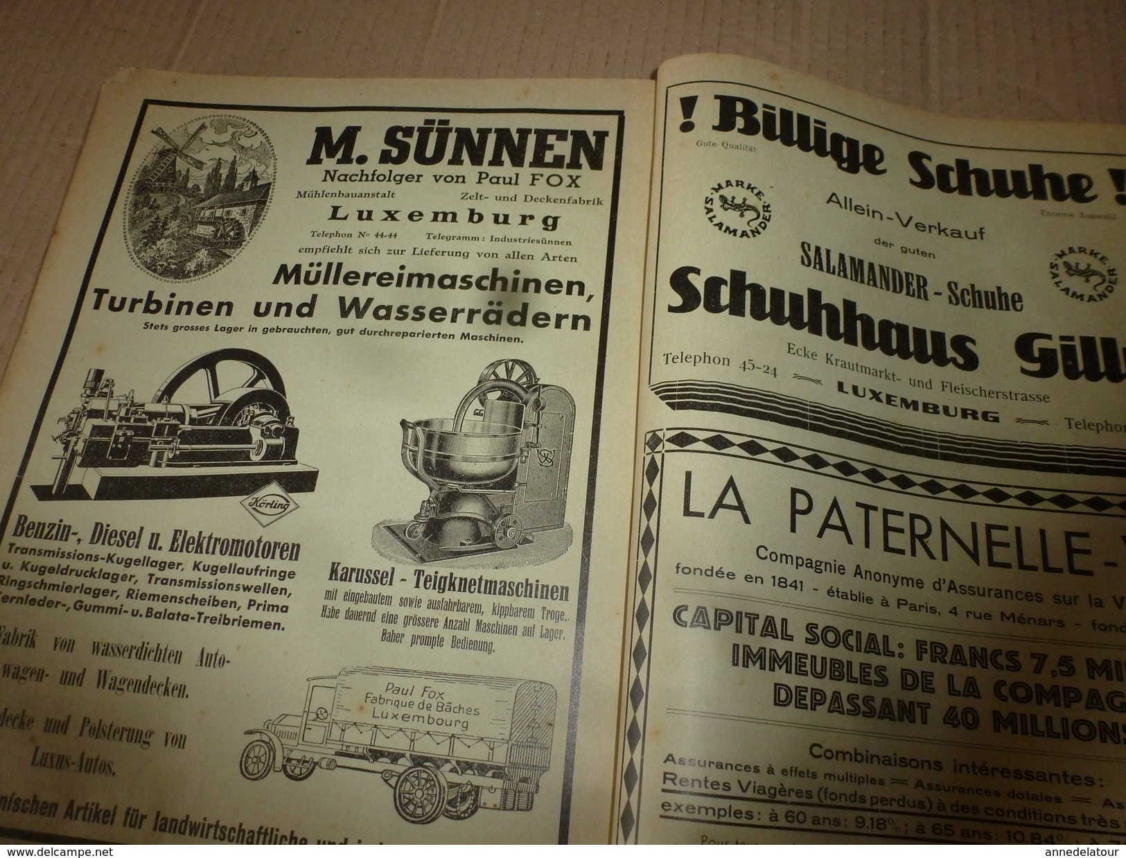 1935   MARIEN KALENDER Luxemburg;Das Brechen; Das Schwingen;Die Stre'f; Das Geburtshaus Don Boscos; etc