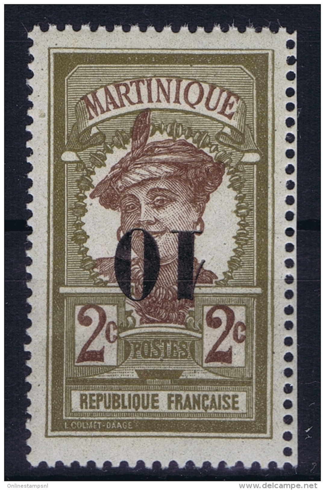 Martinique: Yv Nr 84 A  Surcharge Renversée MNH/**/postfrisch/neuf Sans Charniere  Signed/ Signé/signiert - Ungebraucht