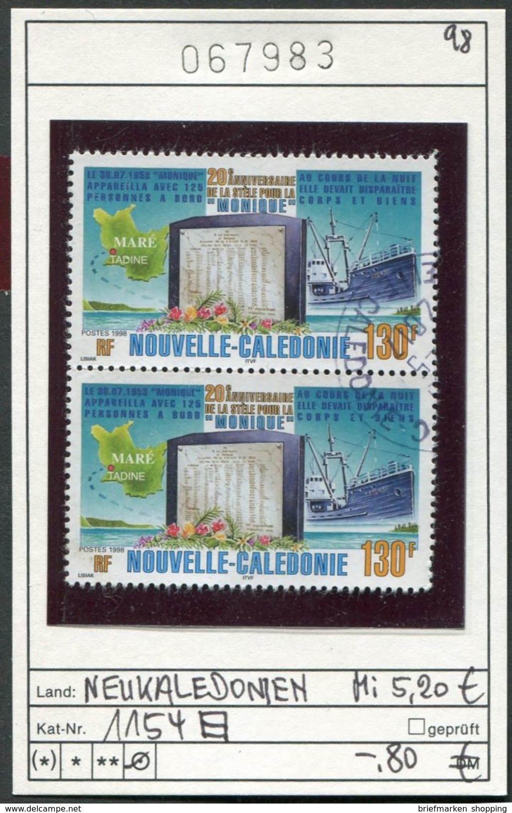 Neukaledonien - Nouvelle Caledonie - Michel 1154 Im Paar / Pair - Oo Oblit. Used Gebruikt - Gebraucht