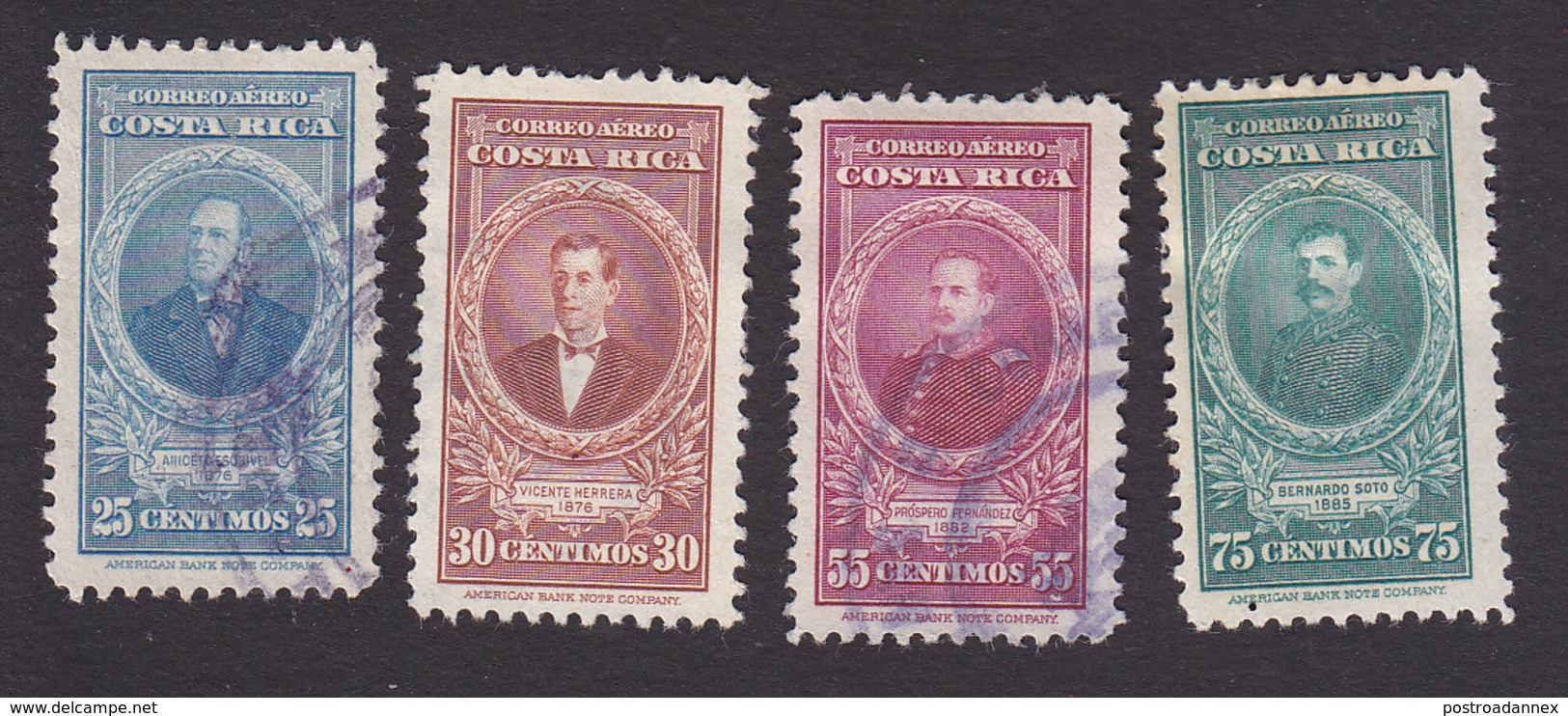 Costa Rica, Scott #C124-C127, Used/Mint Hinged, Portraits, Issued 1946 - Costa Rica