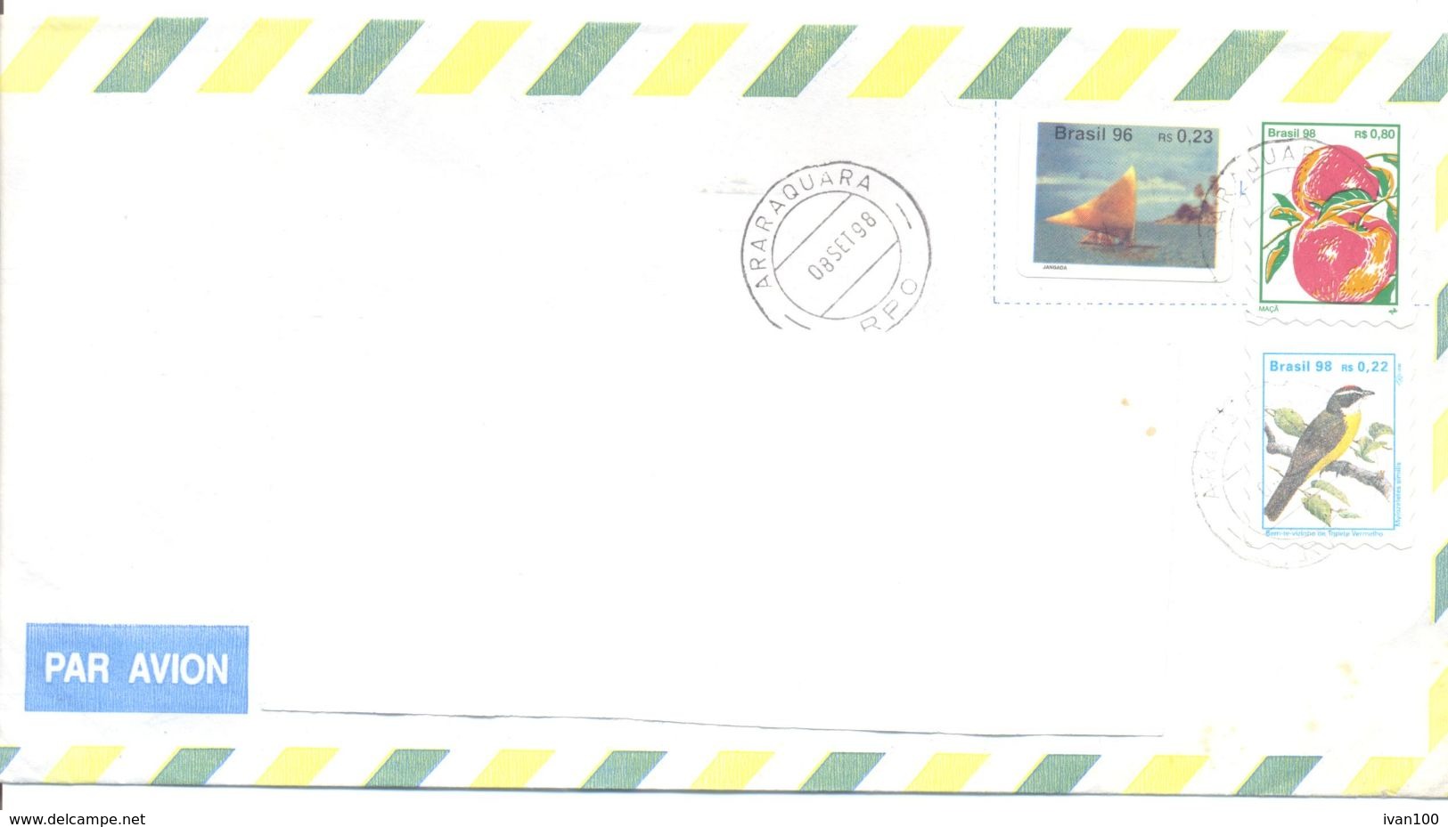 1998. Brazil, The Letter Sent By Air-mail Post To Moldova - Brieven En Documenten