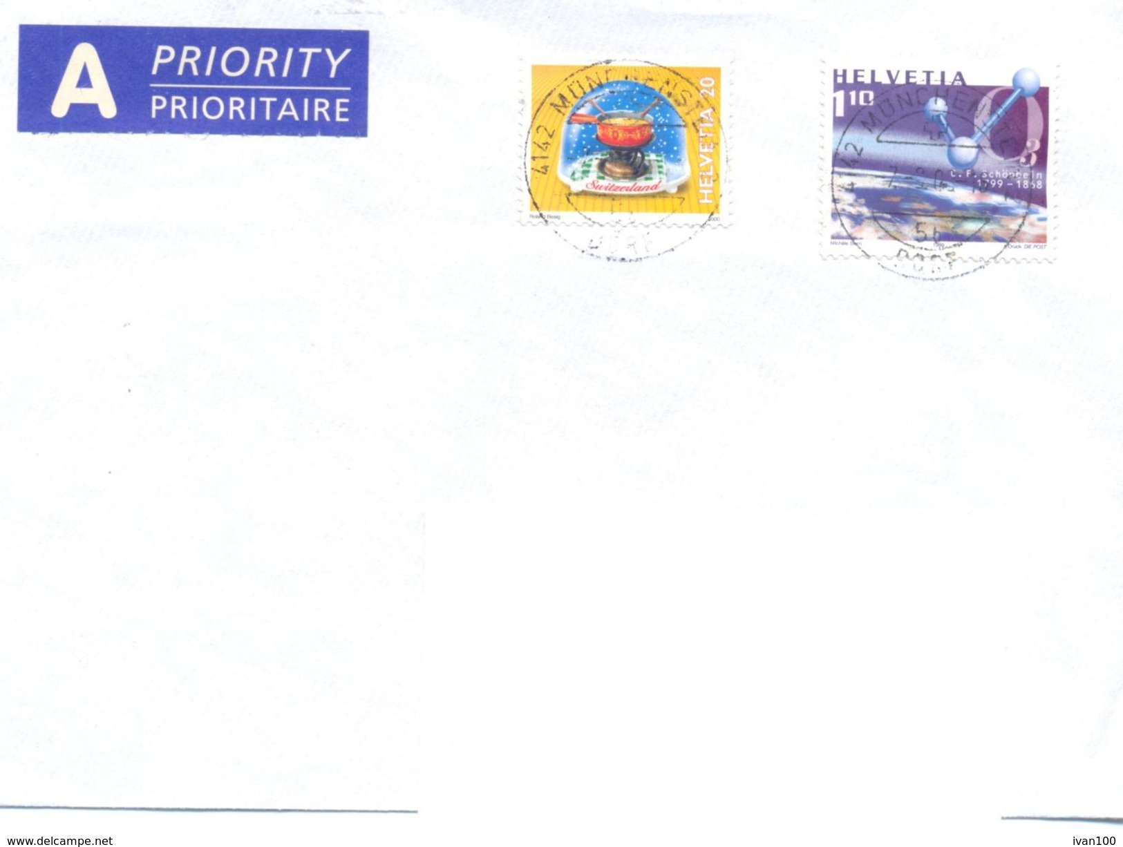 2000. Switzerland,  The Letter Sent By Air-mail Post To Moldova - Brieven En Documenten