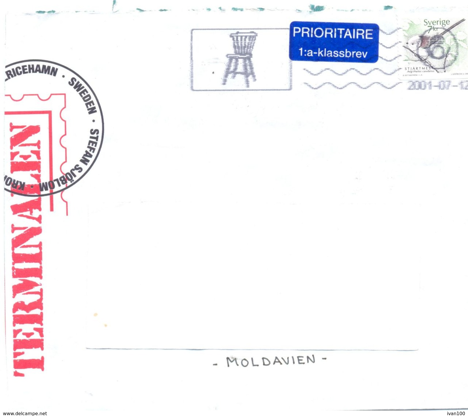 2001. Sweden,  The Letter Sent By Air-mail Post To Moldova - Covers & Documents