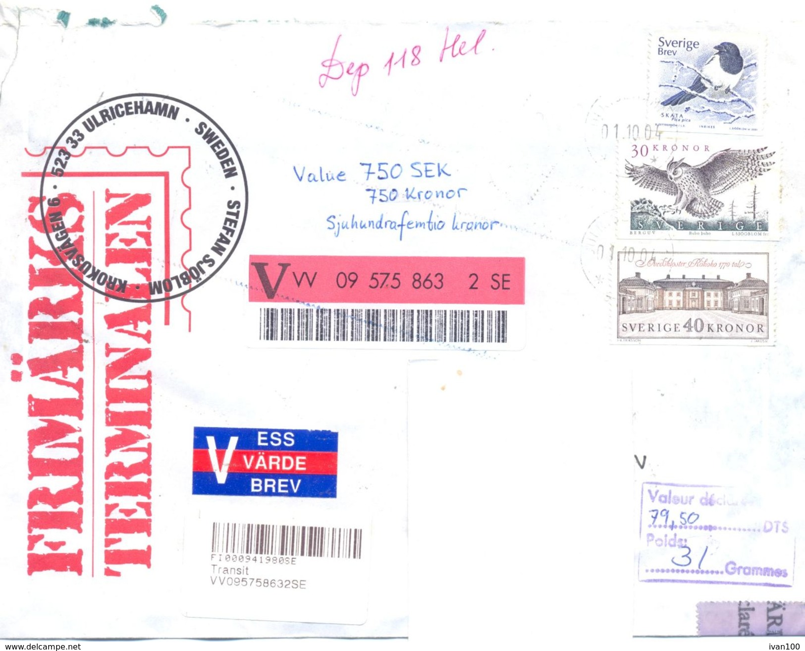 2001. Sweden,  The Letter Sent By R-registered Air-mail Post To Moldova - Covers & Documents