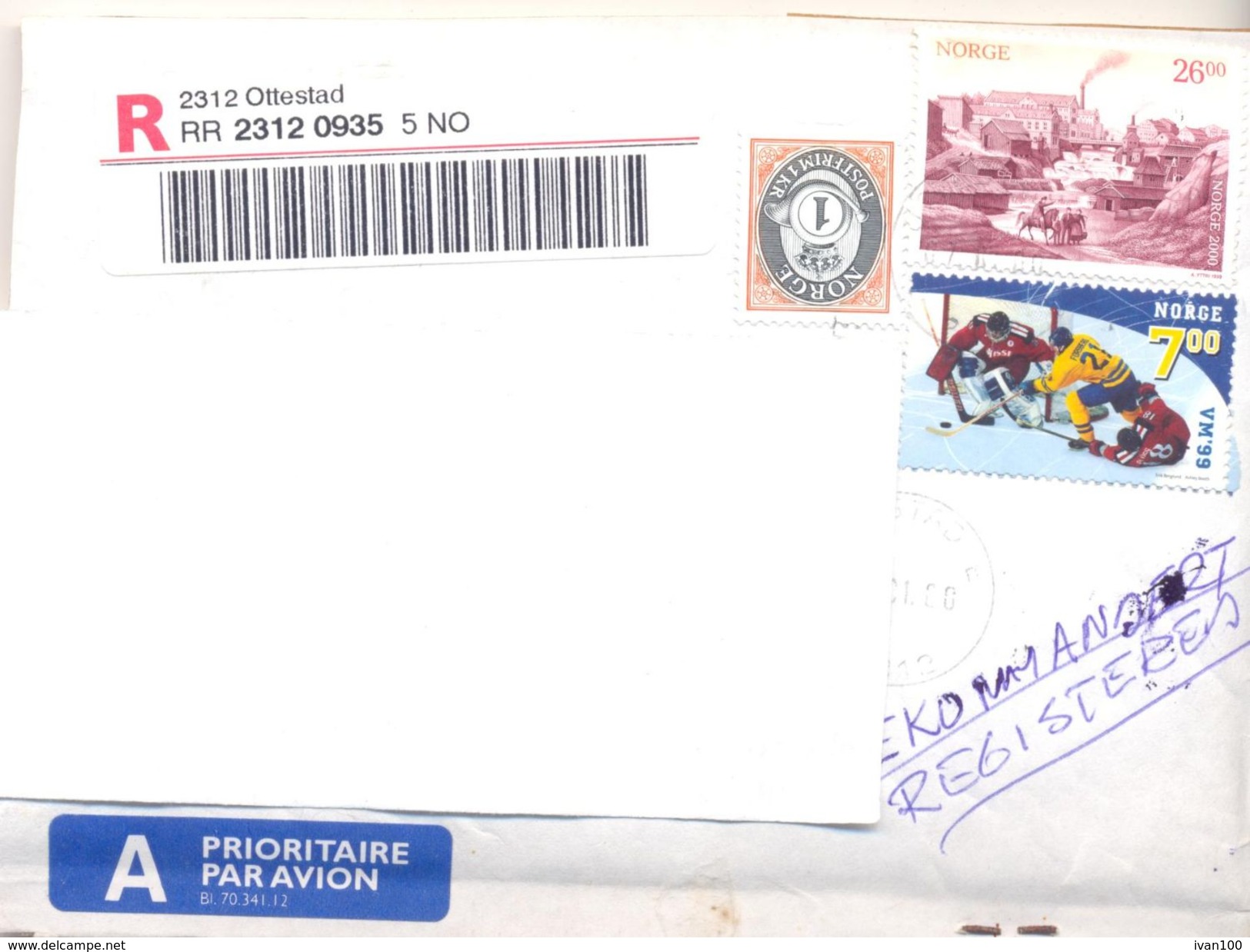 2000. Norway,  The Letter Sent By  Registered Air-mail Post To Moldova - Briefe U. Dokumente