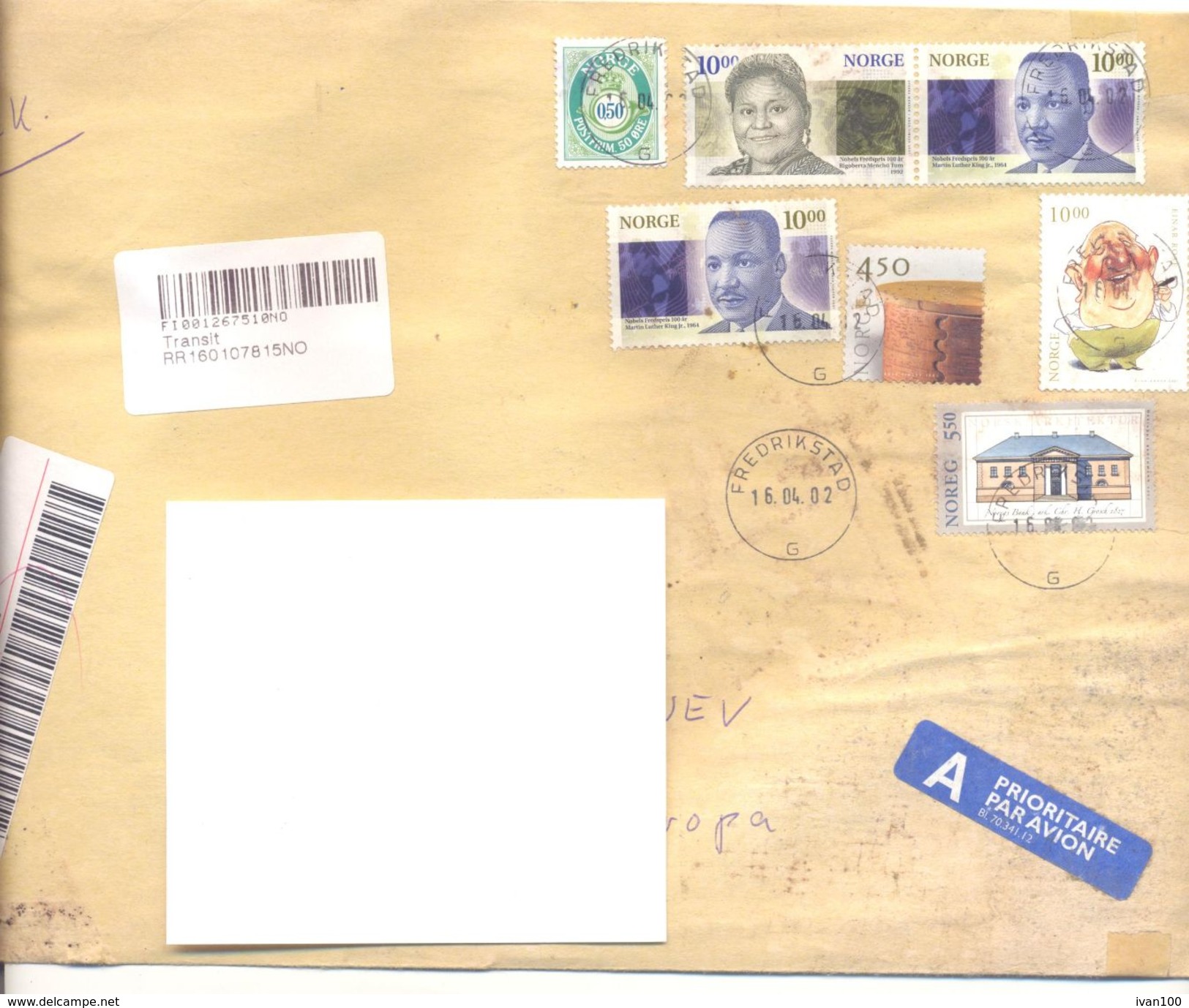 2002. Norway,  The Letter Sent By  Registered Air-mail Post To Moldova - Brieven En Documenten