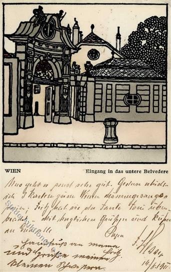 Wiener Werkstätte Nr. 299 Eingang In Das Untere Belvedere Sign. Kuhn, Franz O. Schwetz, Karl 1911 I-II - Zonder Classificatie