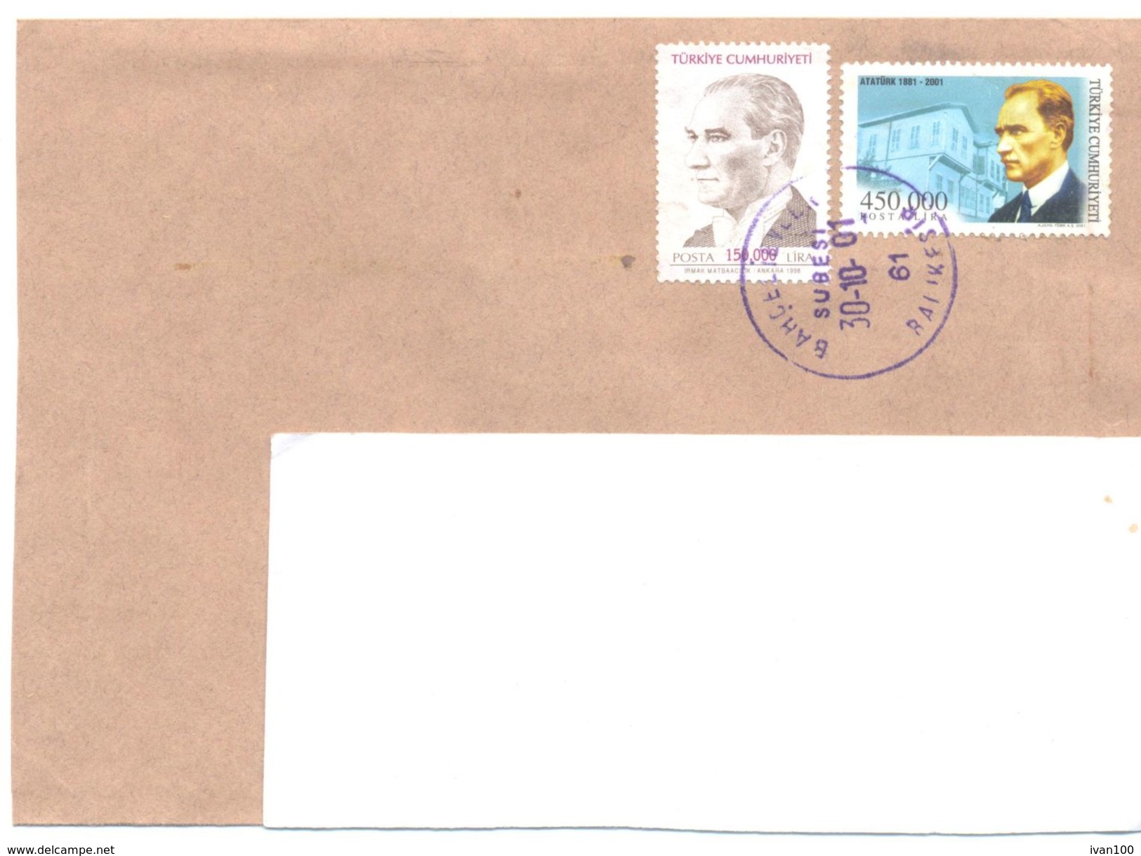 2001.Turkey, The Letter Sent By  Air-mail Post To Moldova - Brieven En Documenten