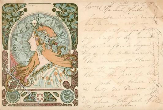 Mucha, Alfons Frau Jugendstil 1899 I-II (fleckig) Art Nouveau - Unclassified