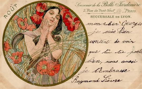 Mucha, Alfons Frau Jugendstil 1902 I-II (fleckig) Art Nouveau - Zonder Classificatie