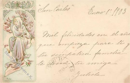 Mucha, Alfons Frau Jugendstil 1903 I-II (Eckbug) Art Nouveau - Unclassified