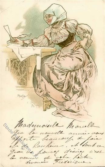 Mucha, Alfons Frau Jugendstil 1905 I-II (Ecke Abgestossen) Art Nouveau - Non Classificati