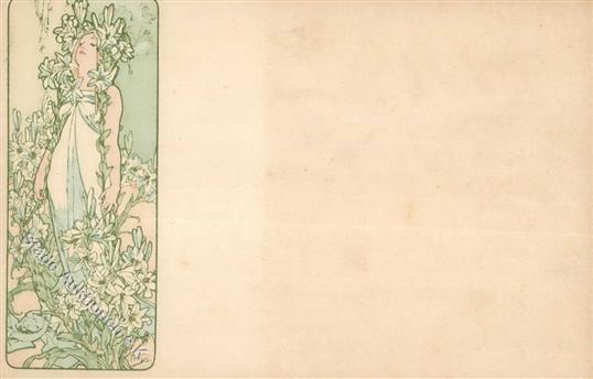 Mucha, Alfons Frau Jugendstil I-II (fleckig) Art Nouveau - Unclassified