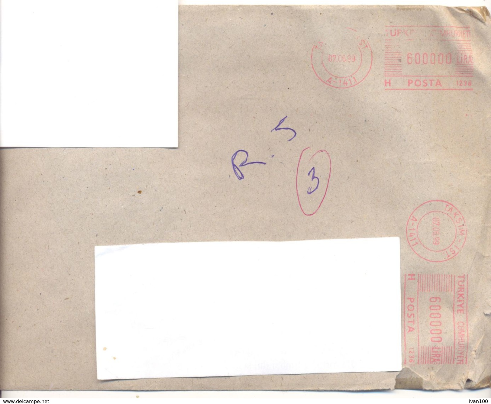 1999.Turkey, The Letter Sent By  Registered Post To Moldova - Brieven En Documenten