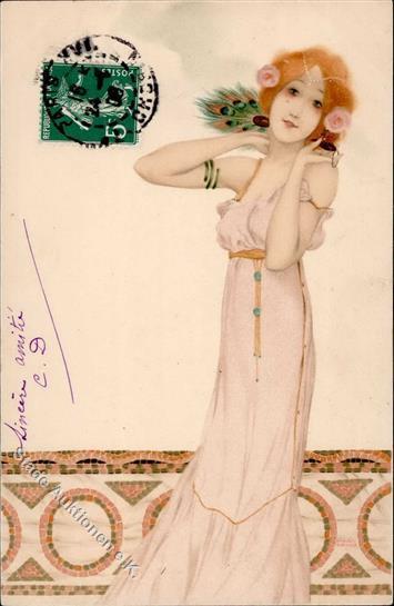 Kirchner, R. Frau Jugendstil Künstlerkarte I-II Art Nouveau - Kirchner, Raphael