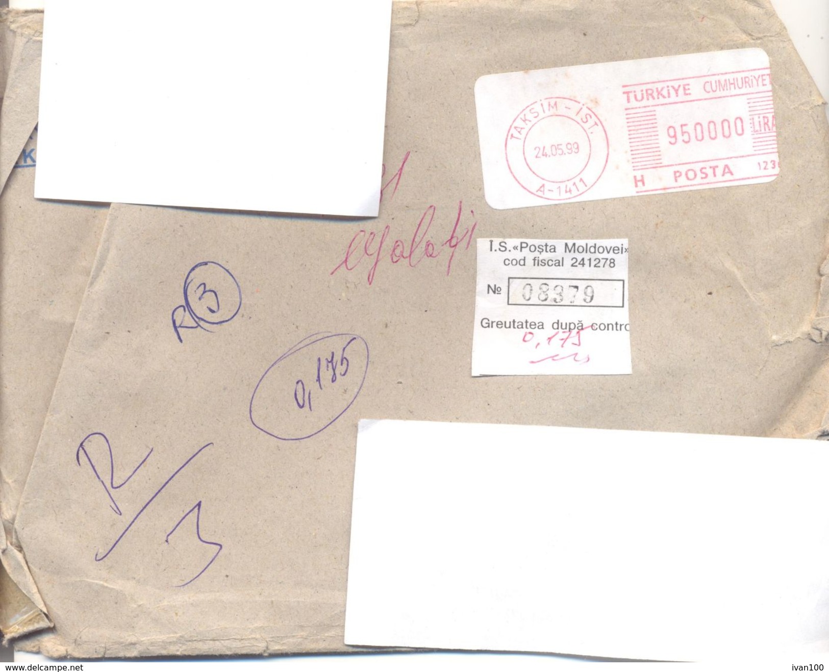 1999.Turkey, The Letter Sent By  Registered Post To Moldova - Lettres & Documents