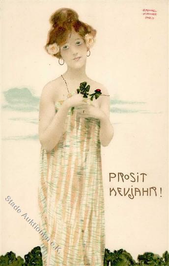 Kirchner, Raphael Jugendstil Frau Neujahr Verlag TSN 235 Künstler-Karte I-II Art Nouveau Bonne Annee - Kirchner, Raphael