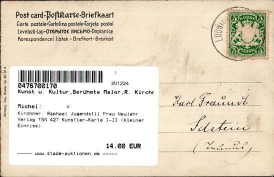 Kirchner, Raphael Jugendstil Frau Neujahr Verlag TSN 427 Künstler-Karte I-II (kleiner Einriss) Art Nouveau Bonne Annee - Kirchner, Raphael