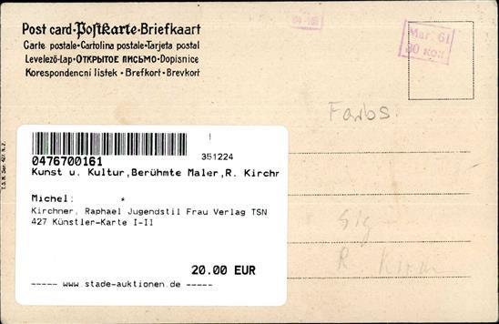 Kirchner, Raphael Jugendstil Frau Verlag TSN 427 Künstler-Karte I-II Art Nouveau - Kirchner, Raphael