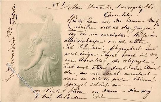 Jugendstil Frau Pfau  Prägedruck I-II (Eckbug) Art Nouveau - Non Classificati