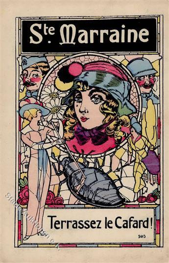 Jugendstil Frauen Soldaten Besiege Die Kakerlaken Künstlerkarte I-II Art Nouveau Femmes - Non Classificati