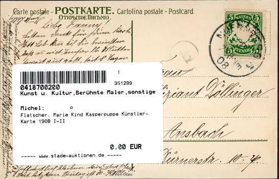 Flatscher, Marie Kind Kasperpuppe Künstler-Karte 1908 I-II - Zonder Classificatie