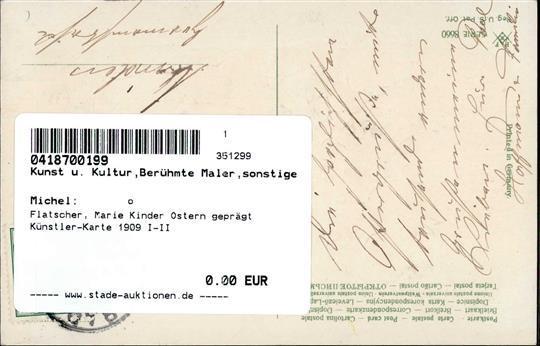 Flatscher, Marie Kinder Ostern Geprägt Künstler-Karte 1909 I-II Paques - Non Classificati