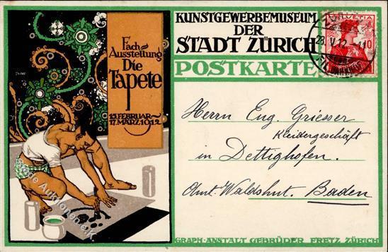 Kunstausstellung Zürich (8000) Schweiz Fachausstellung Die Tapete Künstlerkarte 1912 I-II - Non Classificati