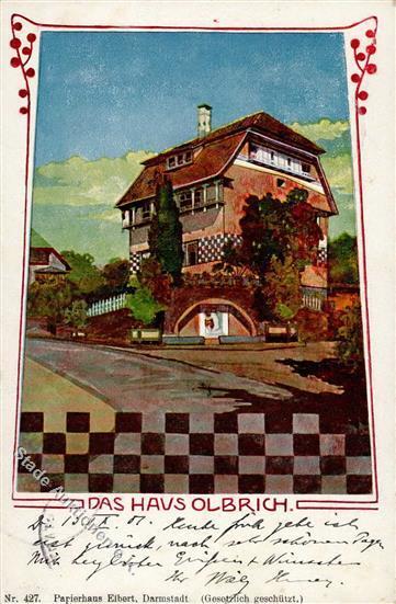 Kunstgeschichte Darmstadt Haus Olbrich  Künstlerkarte 1901 I-II - Christiansen