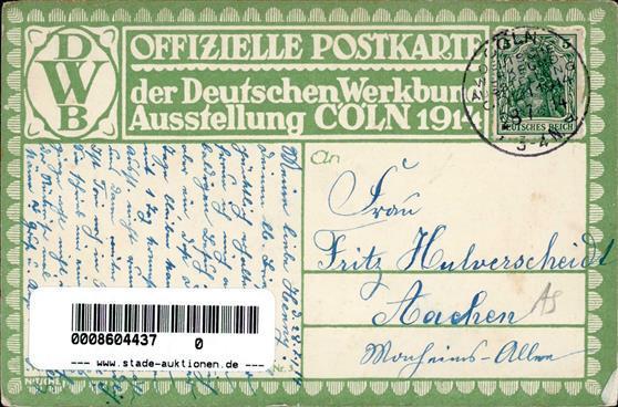 Deutscher Werkbund Garten Des Kölner Hauses Mit Stadlerhaus 1914 I-II (Ecke Abgestossen) - Non Classificati