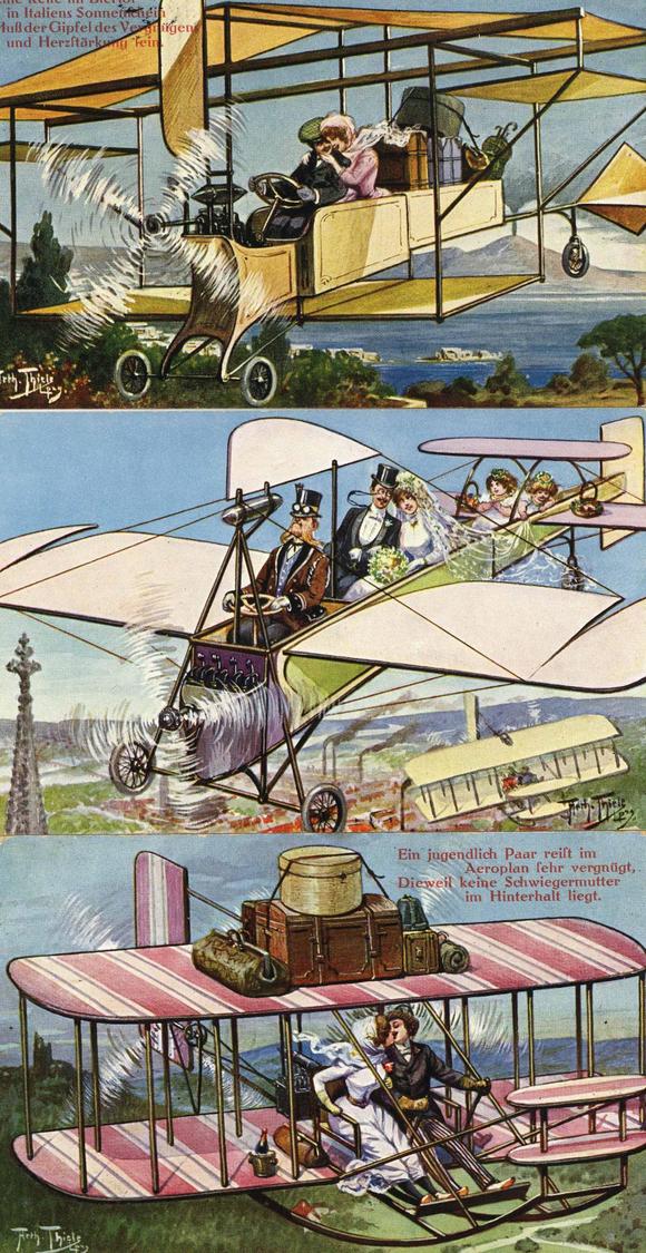 Thiele, Arthur 4'er Set Flugzeug Poesie/Liebe Verlag TSN 1107 Künstler-Karten I-II Aviation - Thiele, Arthur
