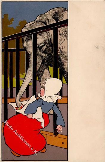 Meissner & Buch Serie Klein Leckermäulchen Kind Elefant  Künstlerkarte 1912 I-II - Non Classificati