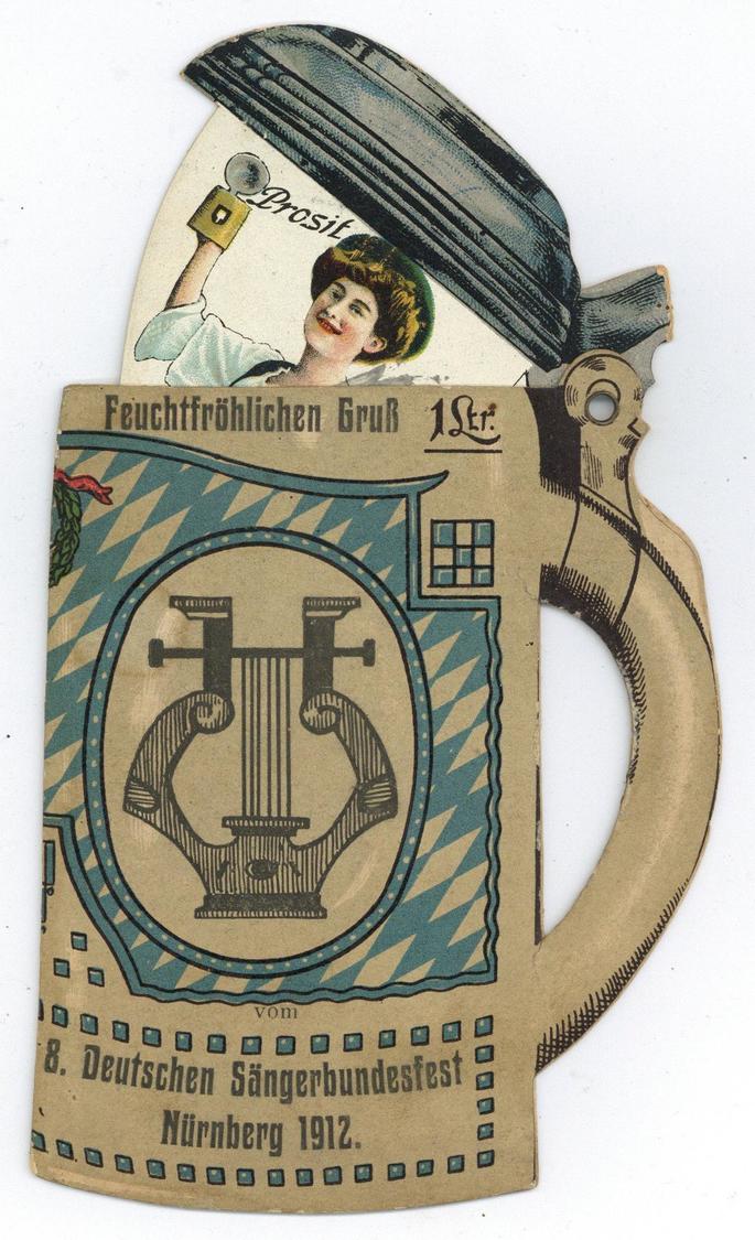 Mechanik-Karte Nürnberg (8500) Bierkrug 8. Deutsches Sängerbundfest 1912 I-II - Zonder Classificatie