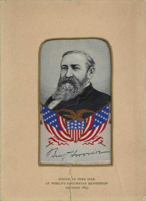 Seide Gewebt Benjamin Harrison US Präsident 1893 I-II (Passepartout Beschädigt) Soie - Non Classificati