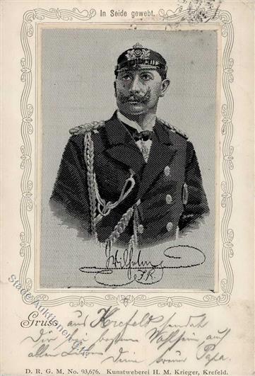Seide Gewebt Kaiser Wilhelm II 1899 Künstler-Karte I-II Soie - Zonder Classificatie