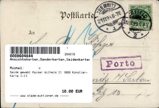 Seide Gewebt Kaiser Wilhelm II 1899 Künstler-Karte I-II Soie - Zonder Classificatie