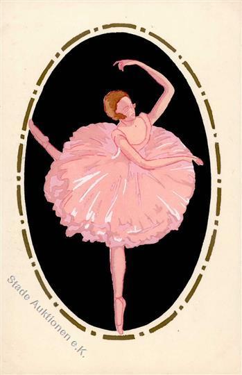 Handgemalt Ballerina Künstlerkarte I-II Peint à La Main - Zonder Classificatie