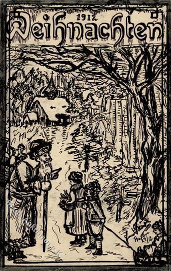 Handgemalt Weihnachtsmann Kinder  Künstlerkarte 1912 I-II Pere Noel Peint à La Main - Non Classificati