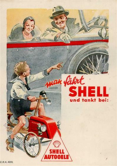 Werbung Auto Shell Autooele Kind  Künstlerkarte I-II Publicite - Pubblicitari