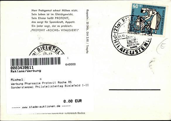 Werbung Pharmacie Protovit Roche RS Sonderstempel Philatelistentag Bielefeld I-II Publicite - Pubblicitari