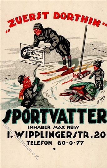 Werbung Wien (1010) Österreich Sportvatter Ski Laufen Schlitten Fahren I-II Publicite - Pubblicitari