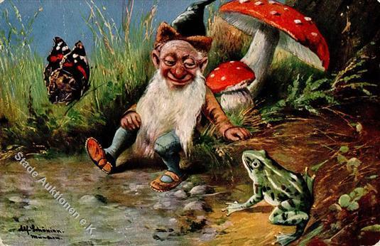 Schönian, A. Zwerge Pilz Frosch TSN-Verlag 542 Künstlerkarte 1906 I-II Lutin Grenouille - Fiabe, Racconti Popolari & Leggende