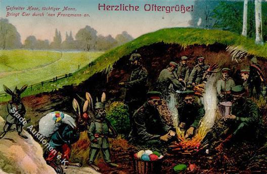 Ostern WK I Soldaten Hasen Personifiziert Künstlerkarte 1916 I-II Paques - Pasen