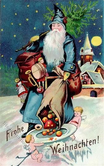 Weihnachtsmann Engel Puppe Spielzeug Präge-Karte 1909 I-II Pere Noel Jouet Ange - Santa Claus