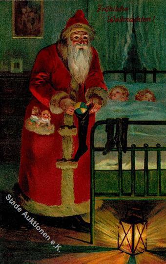 Weihnachtsmann Kinder Puppe Spielzeug TSN-Verlag 984 Künstlerkarte 1909 I-II Pere Noel Jouet - Kerstman