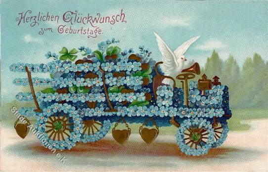Glückwunsch Auto Vergissmeinnicht Prägedruck 1907 I-II - Altri & Non Classificati