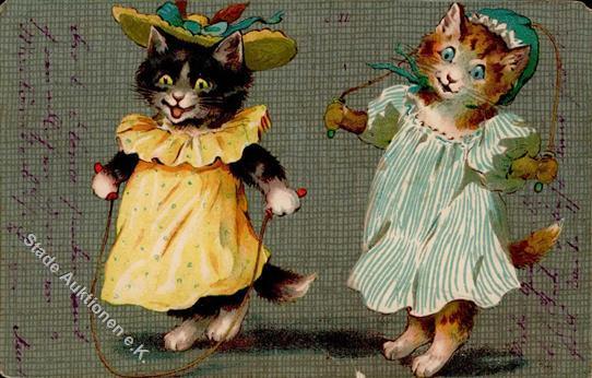 Katze Personifiziert TSN-Verlag 320 Künstlerkarte 1904 II (kleiner Einriss, Ecken Abgestoßen) Chat - Katten