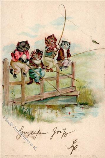 Katze Personifiziert TSN-Verlag 5524 Künstlerkarte 1899 I-II (Marke Entfernt) Chat - Katten