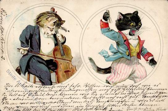Katze Personifiziert TSN-Verlag 636 Künstlerkarte 1900 I-II (fleckig) Chat - Katten