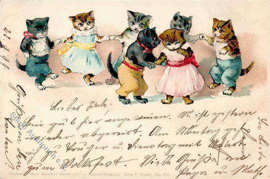 Katze Personifiziert TSN-Verlag 687 Künstlerkarte 1899 I-II Chat - Gatti